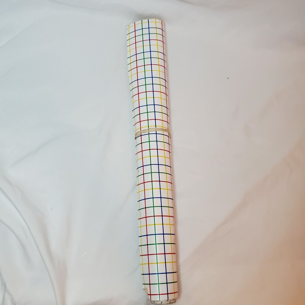 Vintage 80s Contact Paper Grid Rainbow Primary Color Circa 1982